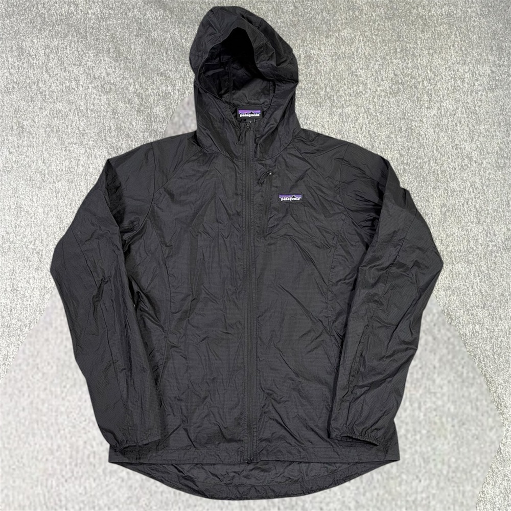Patagonia Houdini Jacket Womens Medium Black Full Zip Hooded Windbreaker Ripstop